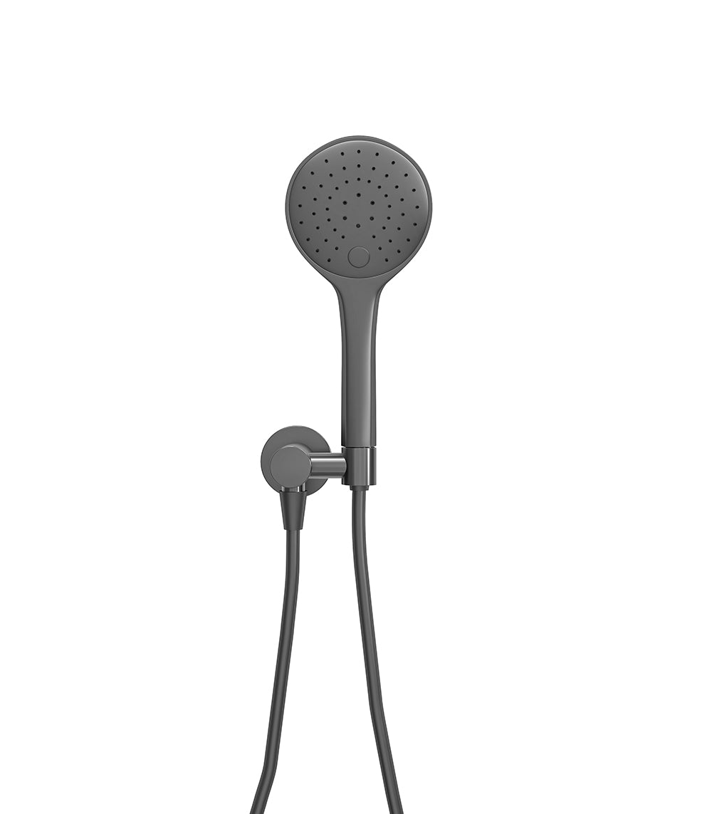 EauuniMatch handdoucheset met handdouche 3 standen Ã˜ 12 cm, doucheslang en wandaansluitbocht gunmetal