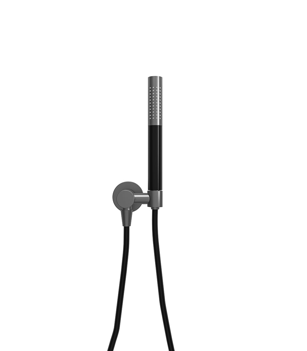 EauuniMatch handdoucheset met staafhanddouche 1 stand, doucheslang en wandaansluitbocht gunmetal/mat zwart