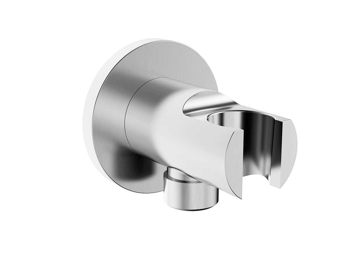 Eauunimatch wandaansluitbocht met handdouchehouder rond 1/2" chroom