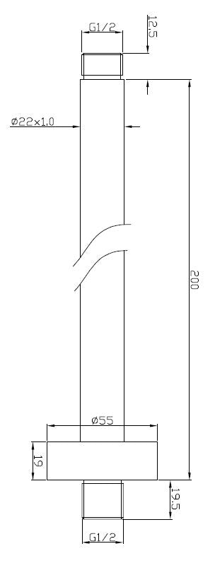 Eauunimatch douchearm met plafondbevestiging 20 cm chroom