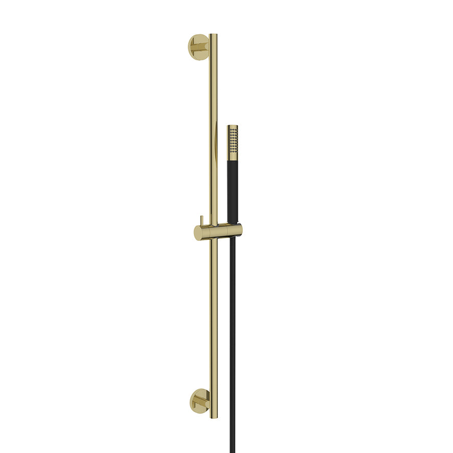 EauuniMatch glijstangset compleet met staafhanddouche 1 stand geborsteld messing/mat zwart