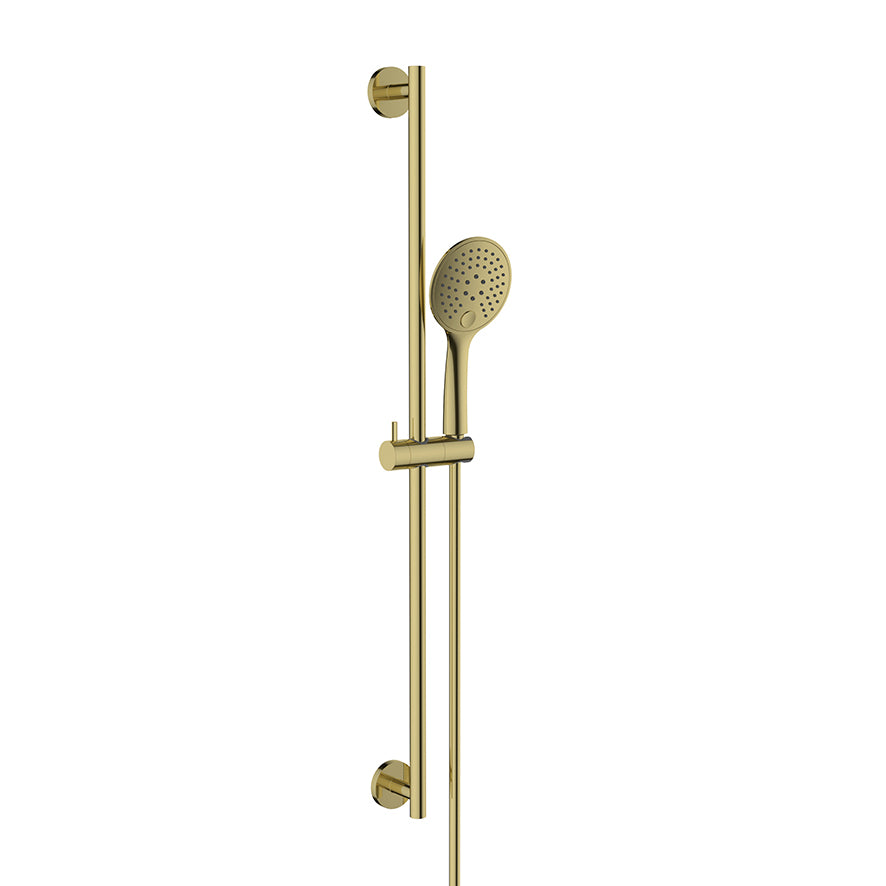 EauuniMatch glijstangset compleet met handdouche 3 standen Ã˜ 12 cm geborsteld messing