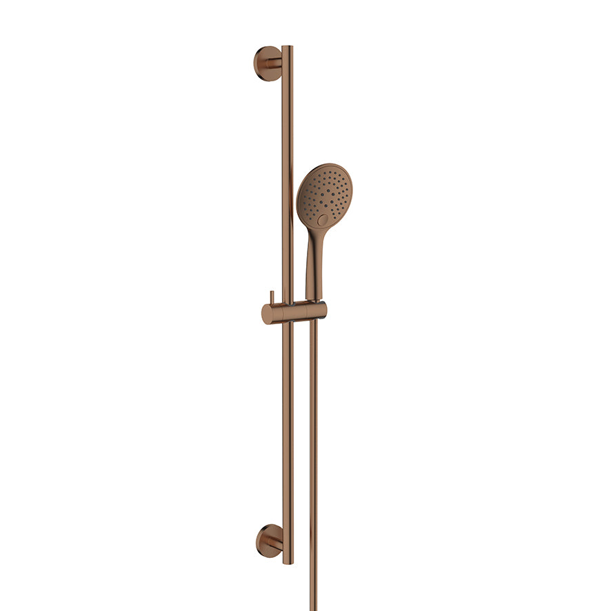 Eauunimatch glijstangset compleet met handdouche 3 standen Ã˜ 12 cm geborsteld brons koper