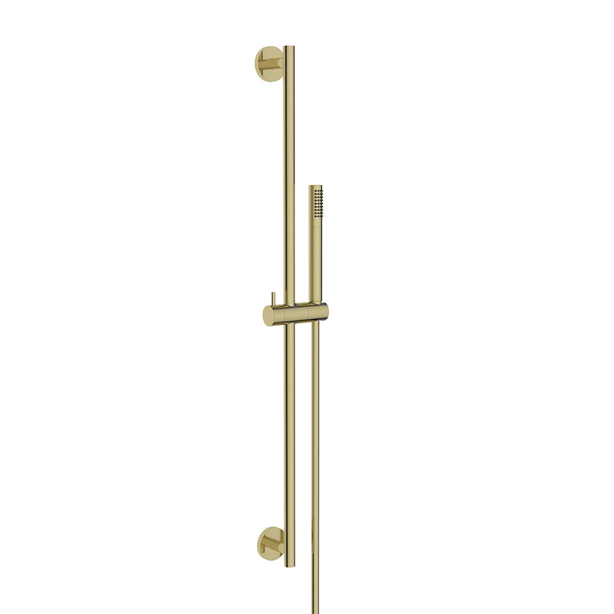 EauuniMatch glijstangset compleet met staafhanddouche 1 stand geborsteld messing