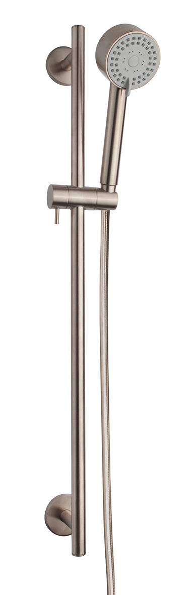 Eauunimatch cadans glijstangset compleet met handdouche 3 standen ø 8 cm geborsteld staal pvd