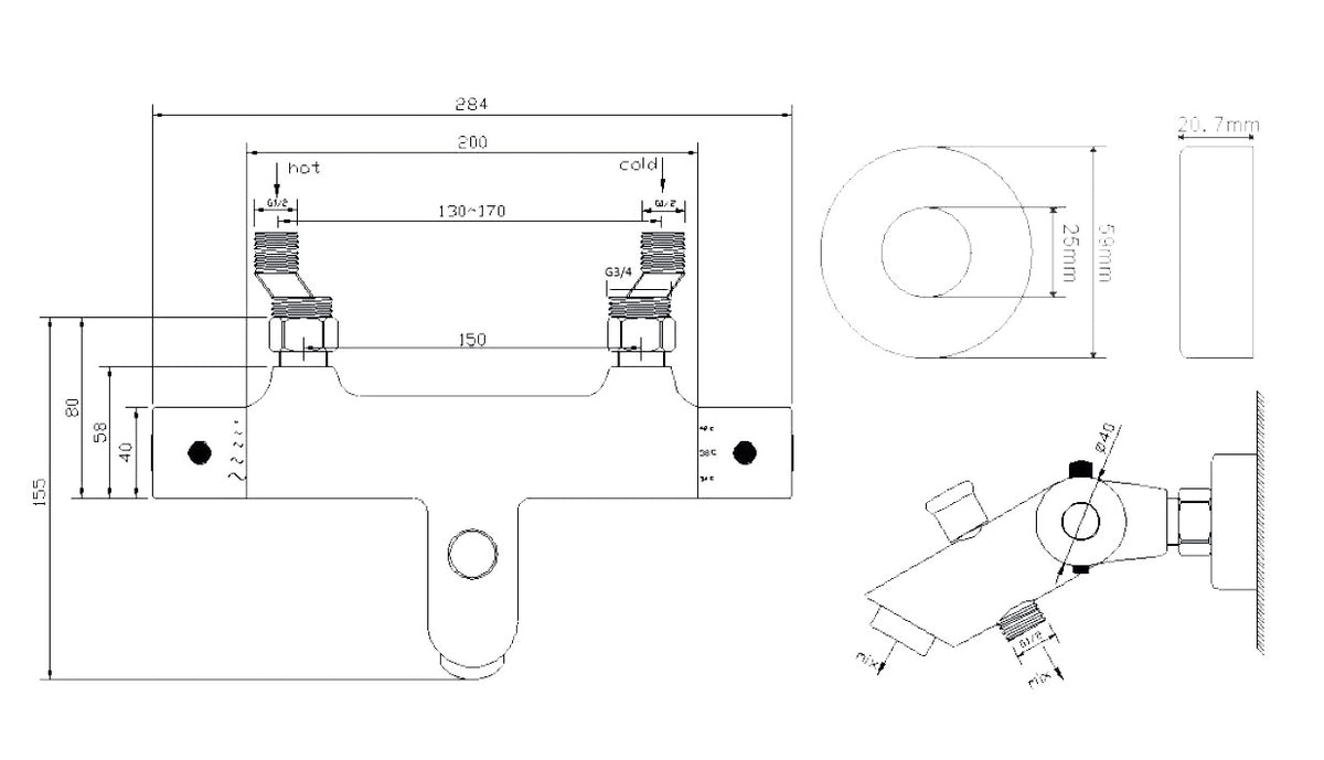 Eaurio thermostatische badmengkraan 15 cm chroom