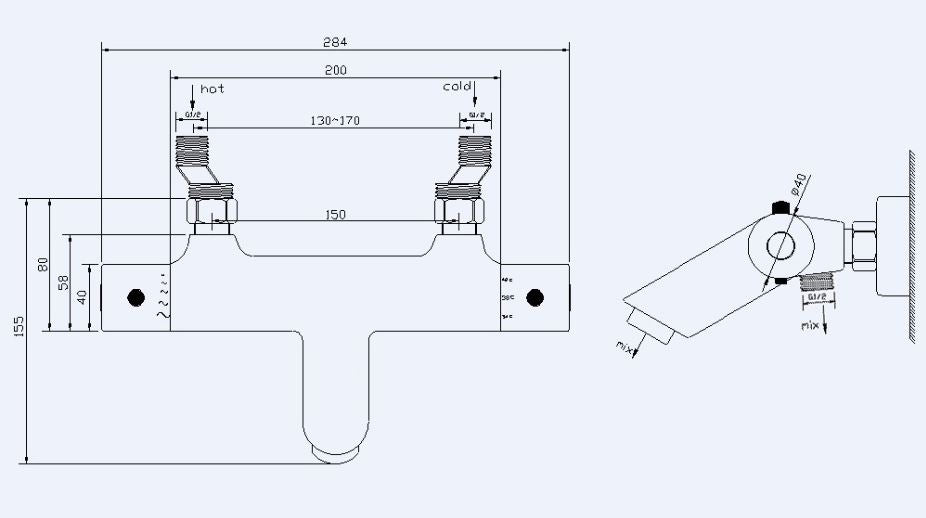 Eaurio thermostatische badmengkraan 15 cm geborsteld staal