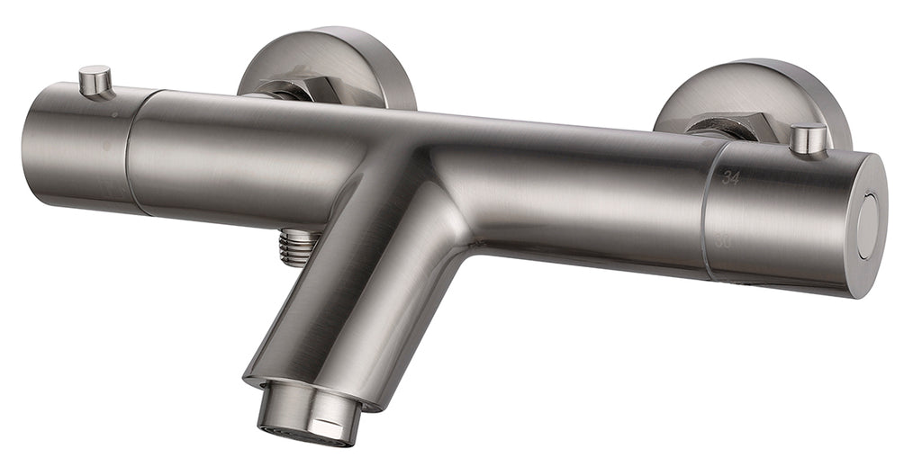 Eaurio thermostatische badmengkraan 15 cm geborsteld staal