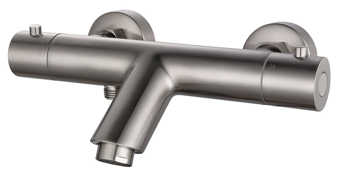 Eaurio thermostatische badmengkraan 15 cm geborsteld staal