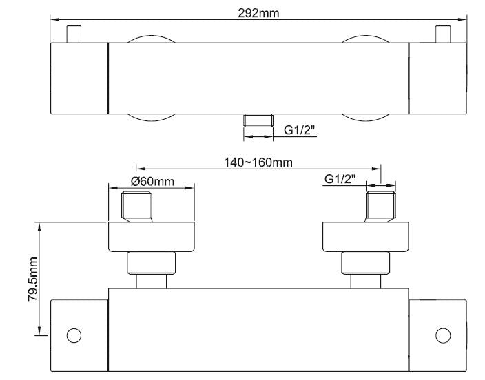 Eaucaral cool touch thermostatische douchemengkraan chroom