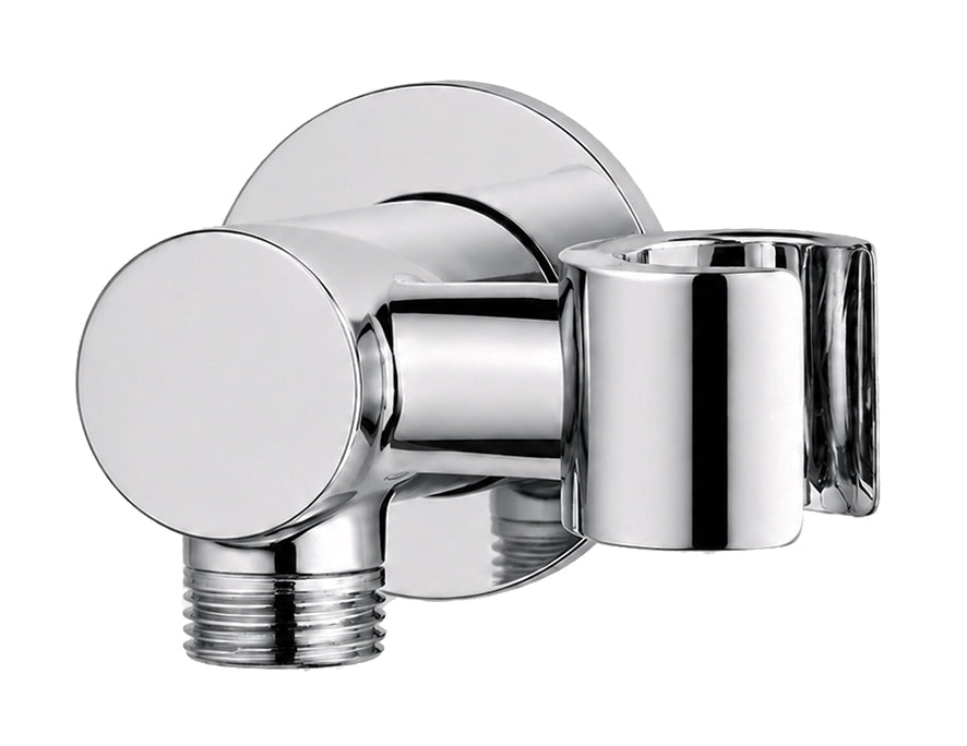Eauunimatch wandaansluitbocht met kantelbare handdouchehouder rond 1/2" chroom