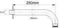 Eaucaral baduitloop rond 25 cm 1/2'' chroom