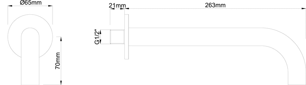 Eaucaral baduitloop rond 25 cm 1/2'' geborsteld staal pvd
