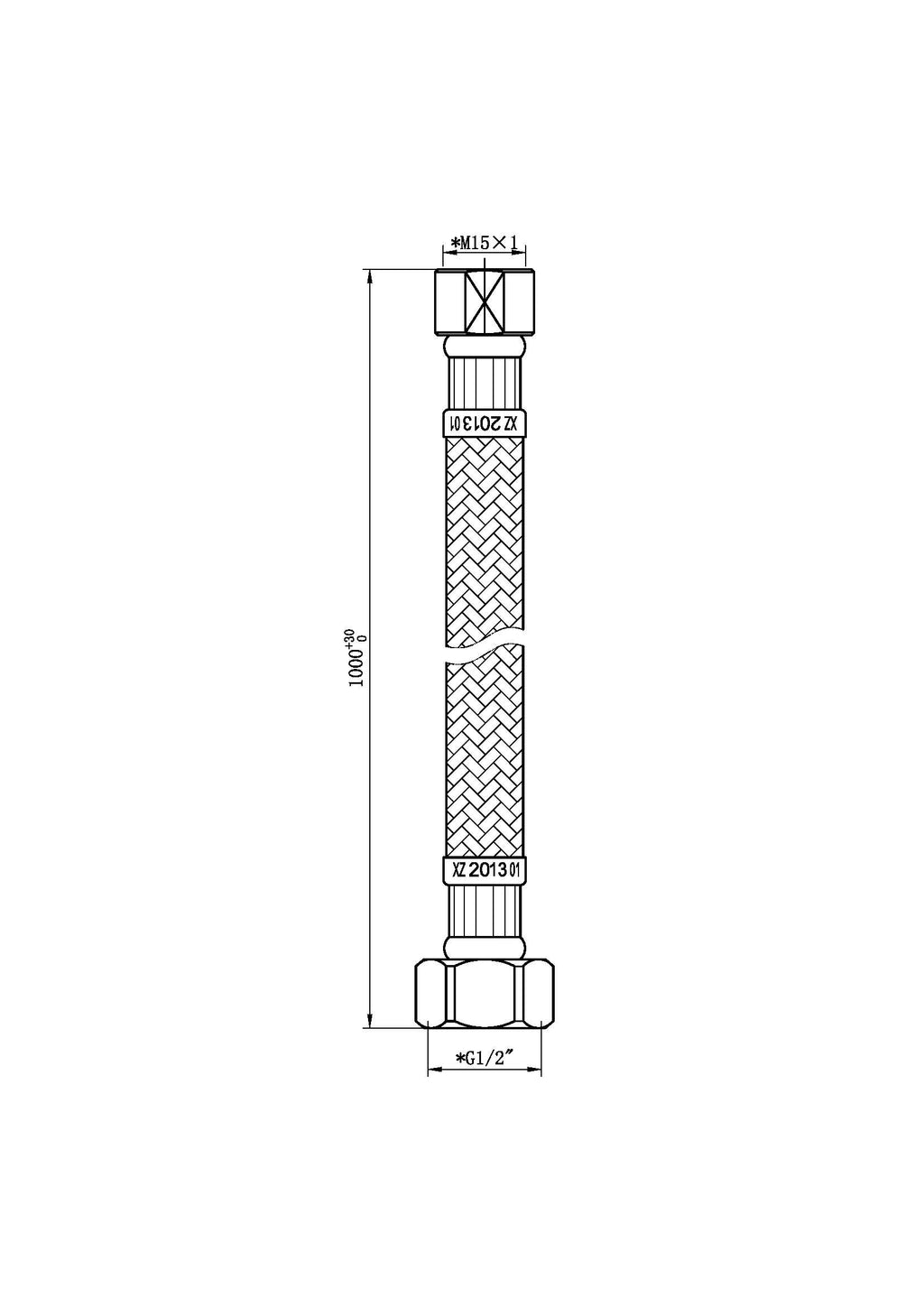 Eaucaral flexibele slang m15 x 1/2'' voor badrand handdoucheset