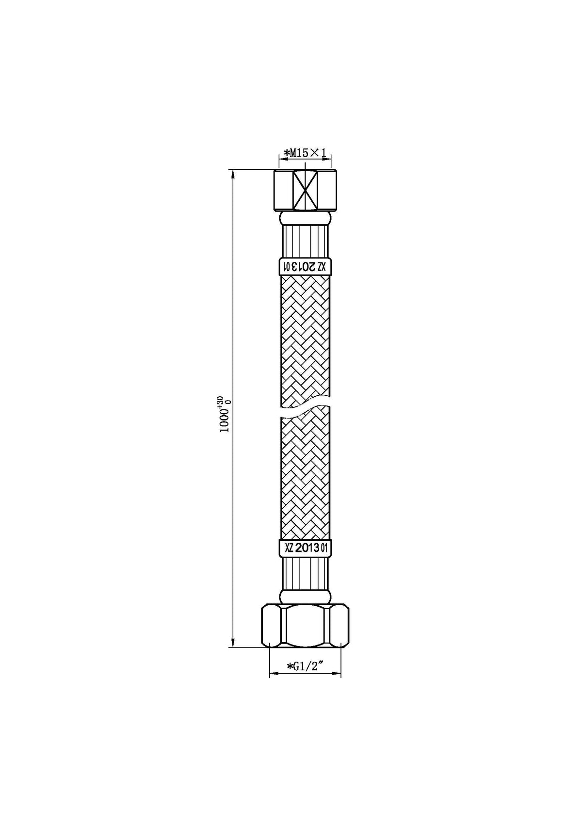 Eaucaral flexibele slang m15 x 1/2'' voor badrand handdoucheset