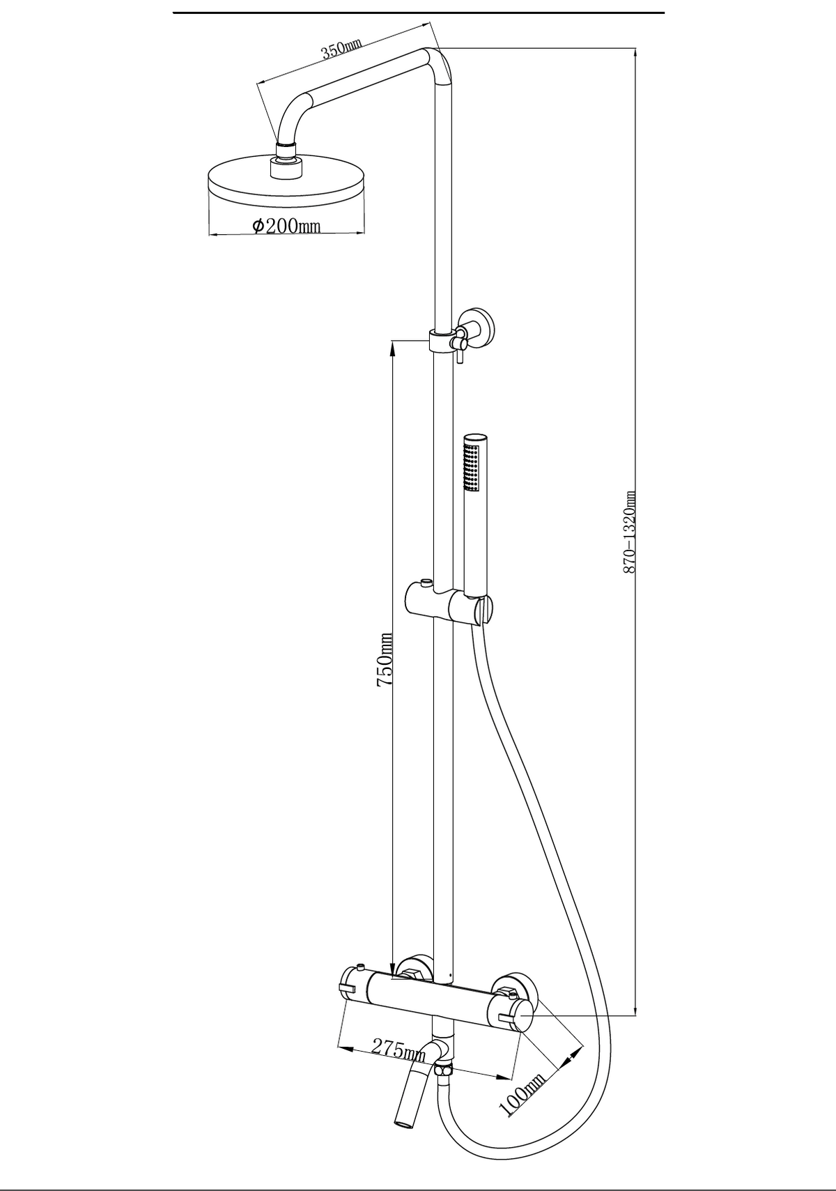 Eaucaralda eco thermostatische badmengkraan met regendoucheset opbouw chroom