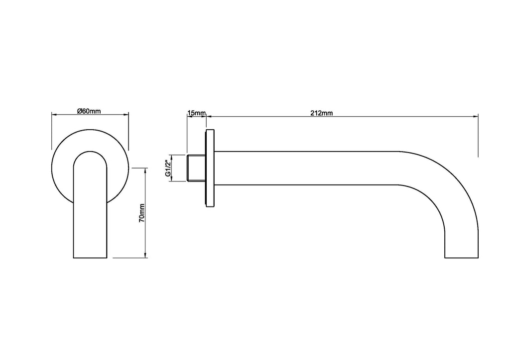 Eaucaral baduitloop rond 20 cm 1/2'' geborsteld staal pvd