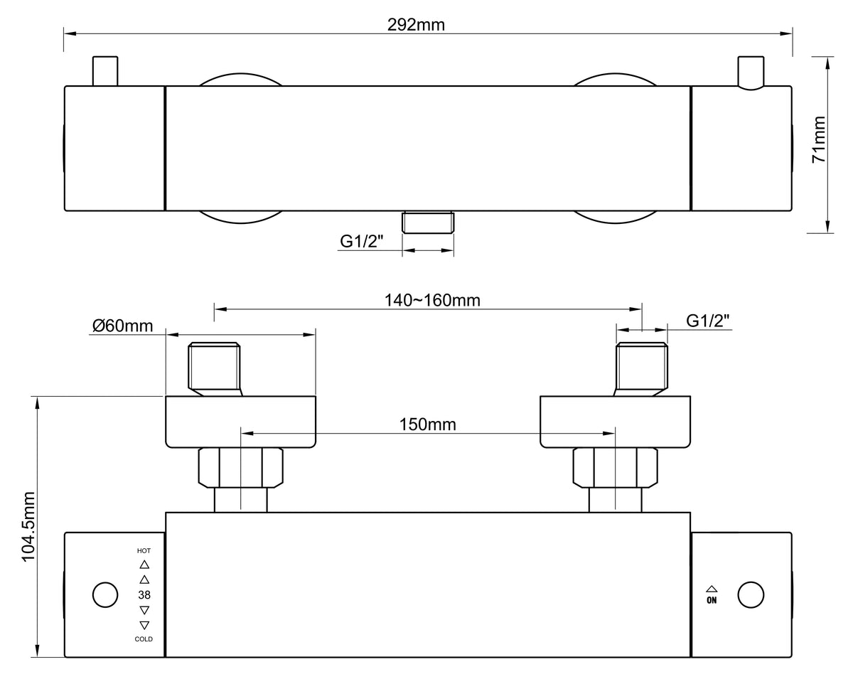 Eaucaral cool touch thermostatische douchemengkraan geborsteld staal pvd