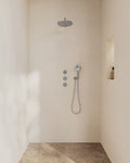 Eaucaral inbouwthermostaat 2 stopkranen compleet met hoofddouche 25 cm en 3 standen handdouche chroom