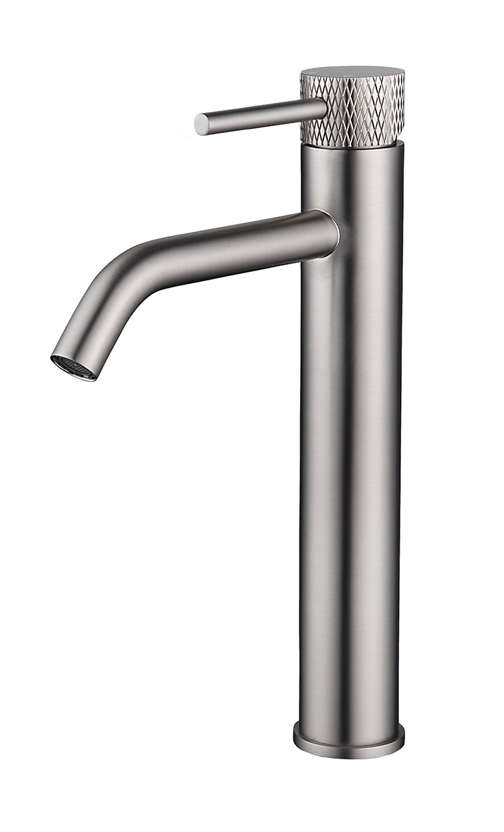 Eauribbd xl wastafelkraan hoog met coldstart geborsteld staal pvd