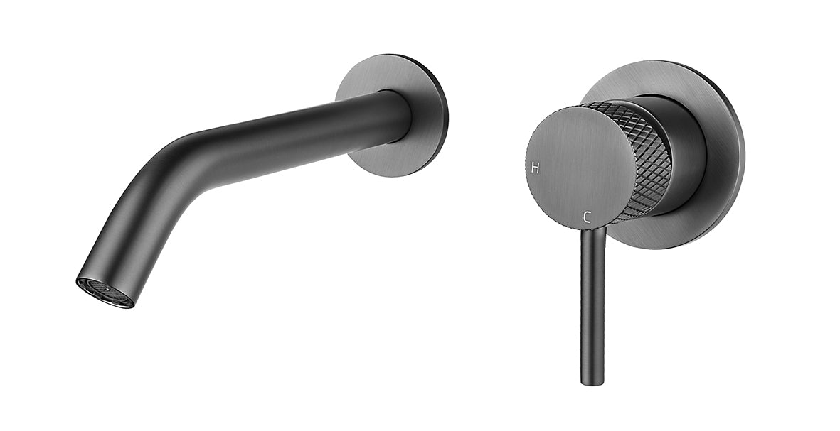Eauribbd eenhendel wastafelkraan met coldstart inbouw compleet gunmetal pvd