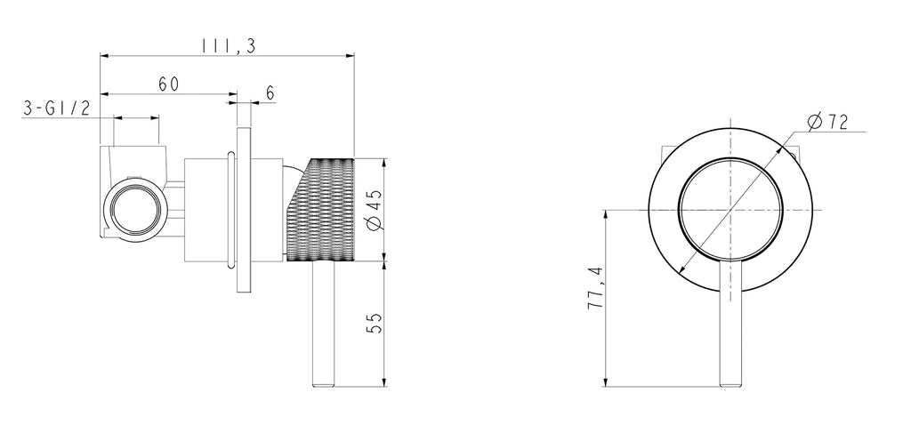 Eauribbd douchemengkraan 1 weg inbouw chroom