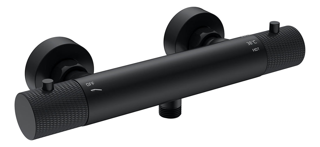 Eauribbd thermostatische douchemengkraan hartafstand 15 cm mat zwart