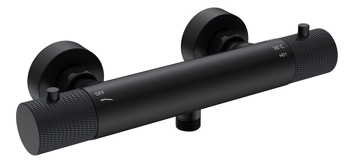 Eauribbd thermostatische douchemengkraan hartafstand 15 cm mat zwart