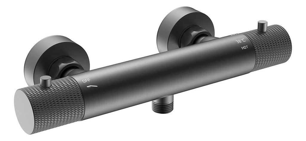 Eauribbd thermostatische douchemengkraan hartafstand 15 cm gunmetal pvd
