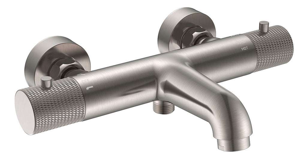 Eauribbd thermostatische badmengkraan hartafstand 15 cm geborsteld staal pvd