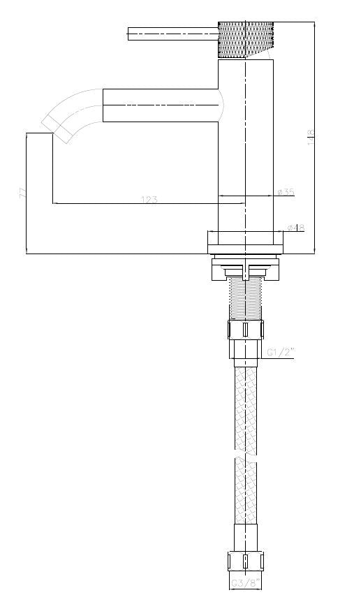 Eauribbd fonteinkraan 1/2" geborsteld staal pvd
