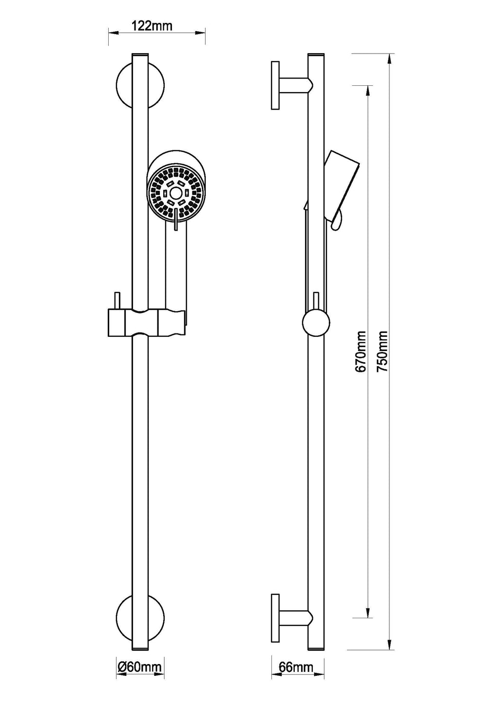 Eauunimatch cadans glijstangset compleet met handdouche 3 standen ø 8 cm geborsteld messing pvd