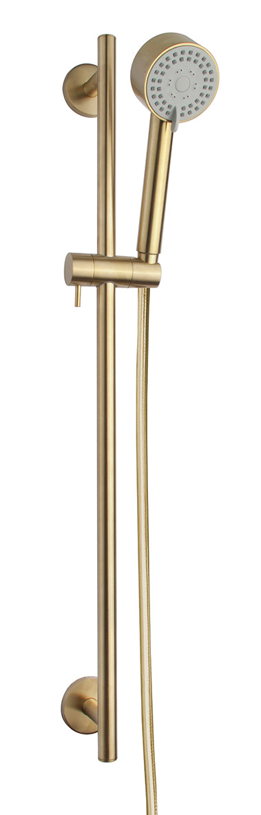 Eauunimatch cadans glijstangset compleet met handdouche 3 standen ø 8 cm geborsteld messing pvd