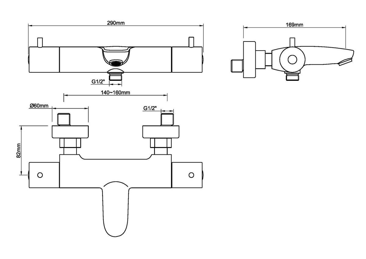 Eaucaral thermostatische badmengkraan geborsteld messing pvd