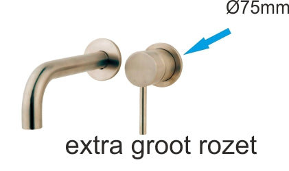 Eaucaral rozet kraangedeelte eenhendel wastafelkraan 75mm geborsteld staal pvd