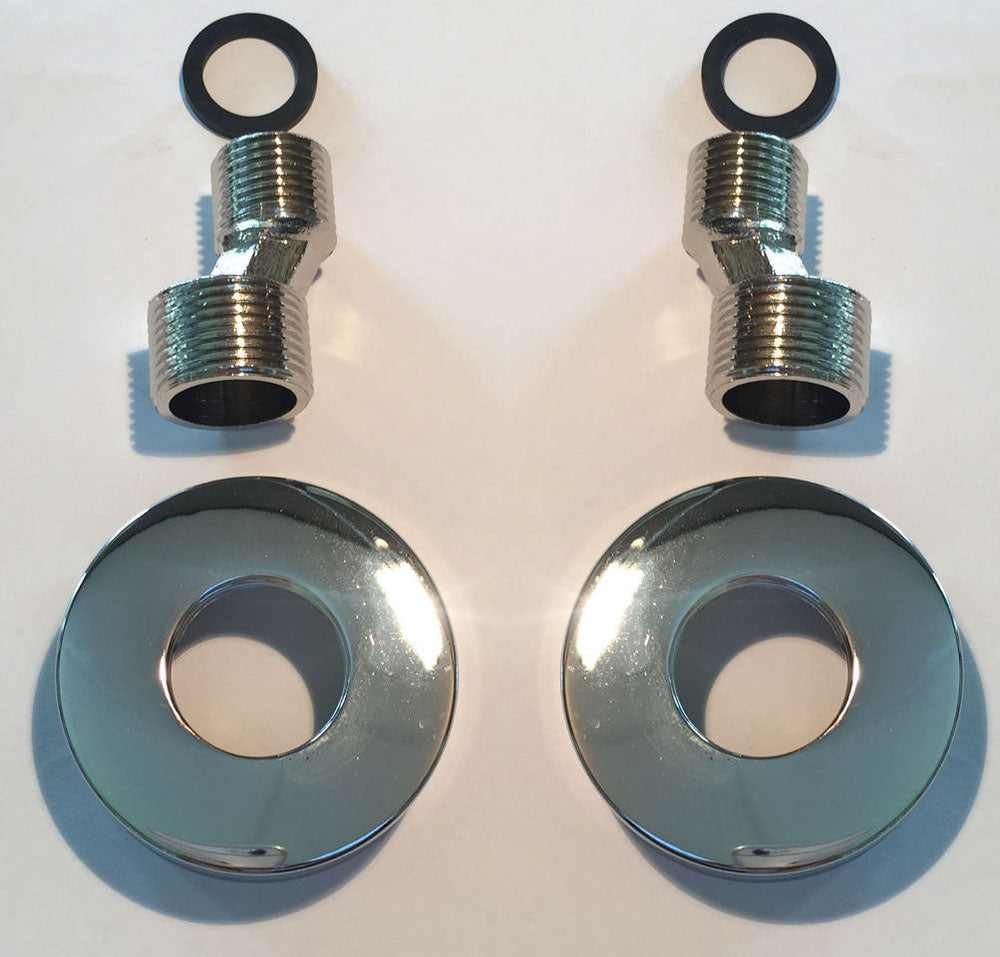 Eaurio set s-koppelingen met rozet voor kraan 15 cm 1/2" x 3/4" chroom