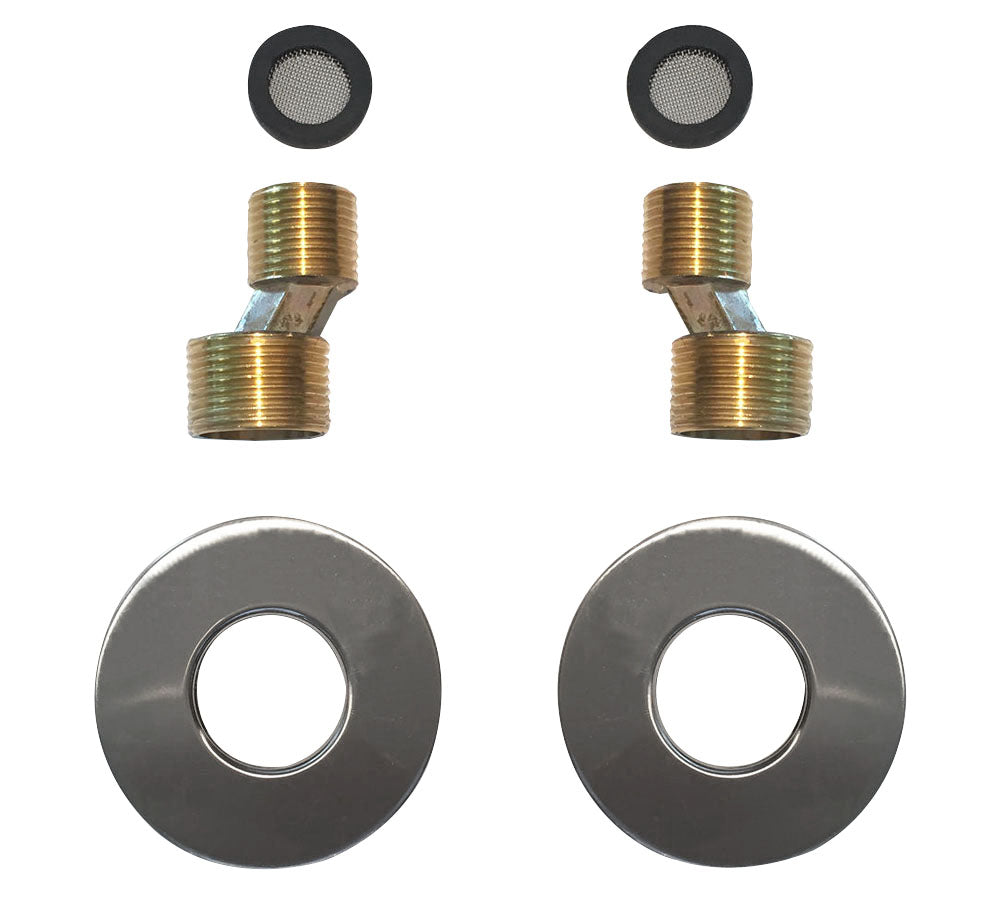 Eaurio set s-koppelingen met rozet voor kraan 15 cm 1/2" x 3/4" geborsteld staal