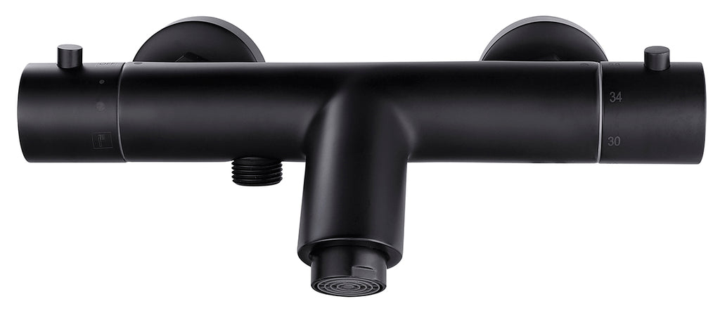 Eaurio thermostatische badmengkraan 15 cm mat zwart