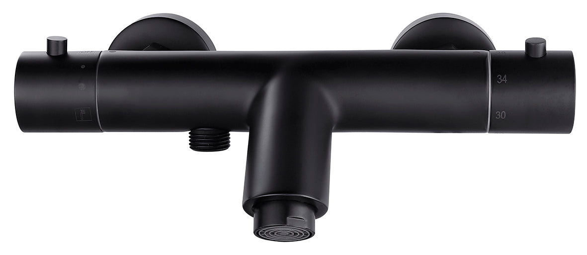 Eaurio thermostatische badmengkraan 15 cm mat zwart