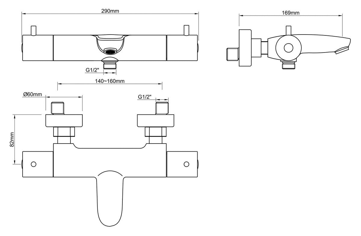 Eaucaral thermostatische badmengkraan geborsteld brons koper pvd