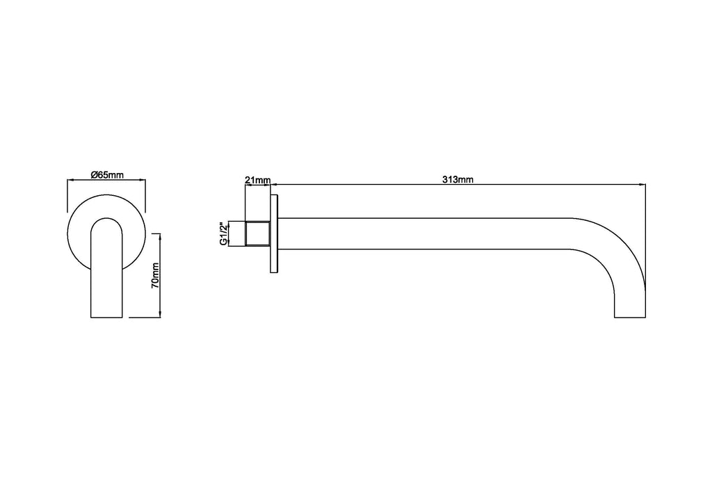 Eaucaral baduitloop rond 30 cm 1/2'' geborsteld koper