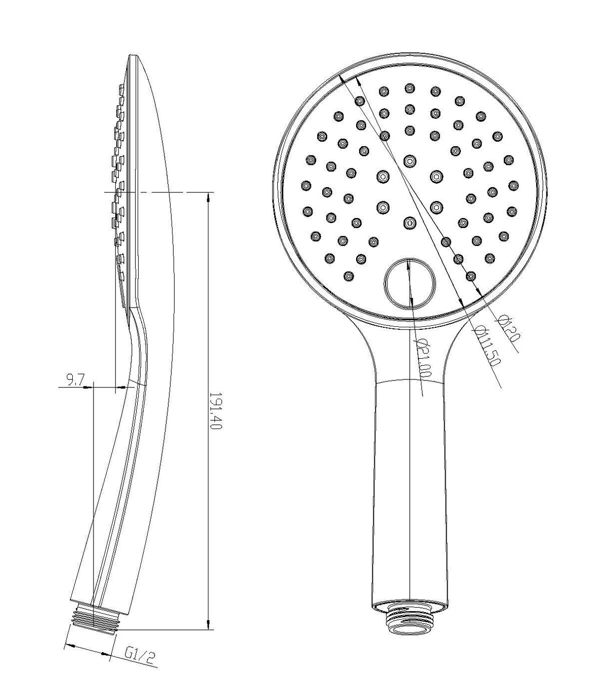 EauuniMatch handdouche 3 standen Ã˜ 12 cm geborsteld messing PVD