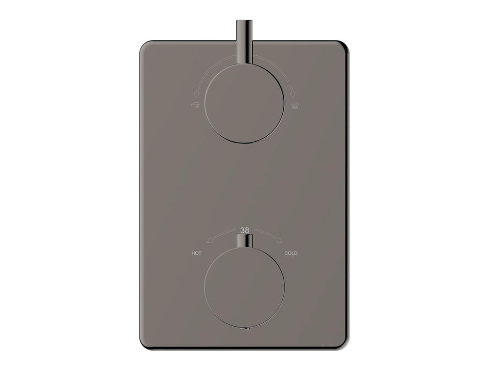 Eaucaral afbouwdeel inbouwthermostaat 2 weg gunmetal pvd
