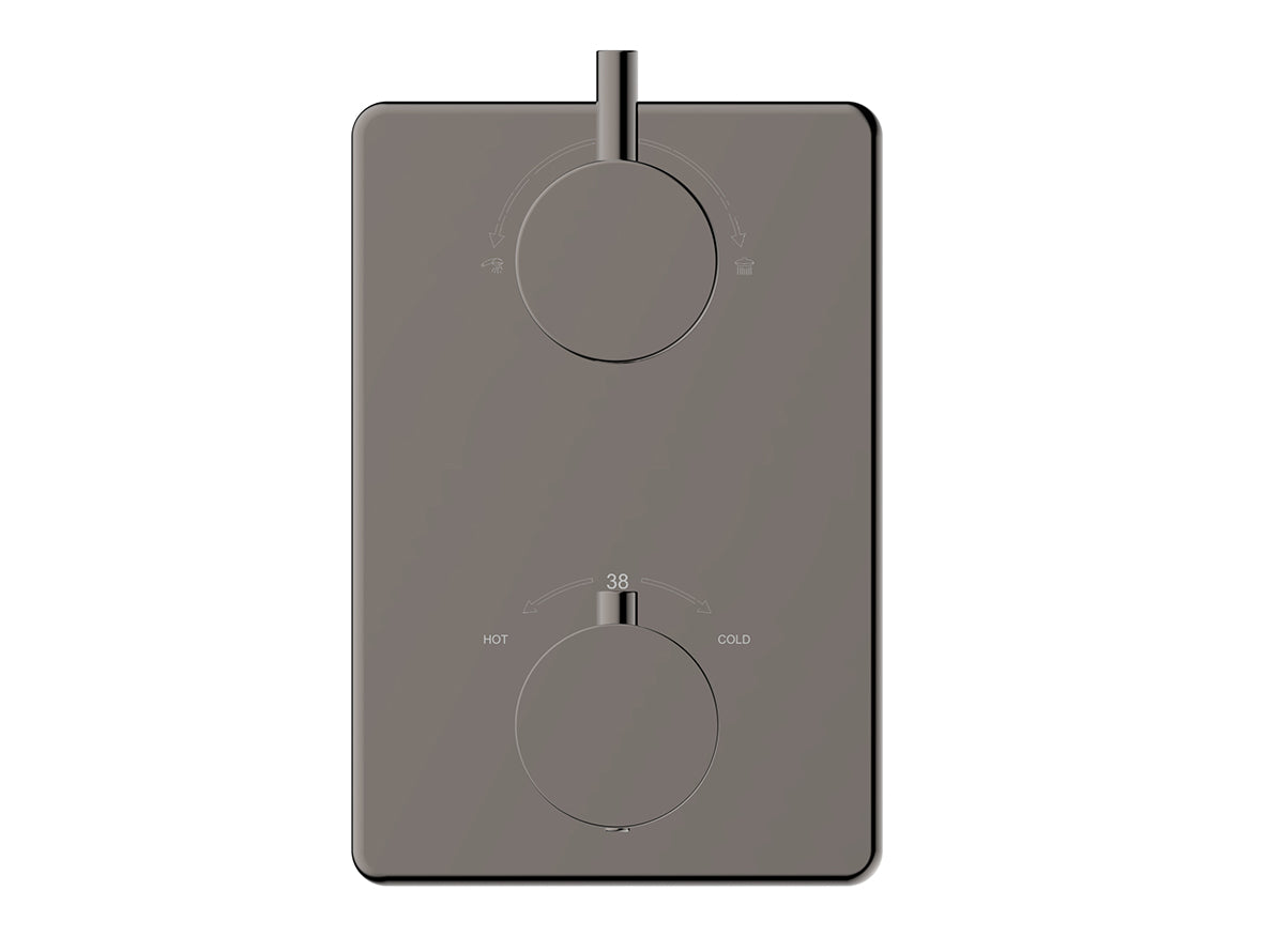 Eaucaral afbouwdeel inbouwthermostaat 2 weg gunmetal pvd