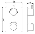 Eaucaral afbouwdeel inbouwthermostaat 2 weg gunmetal pvd