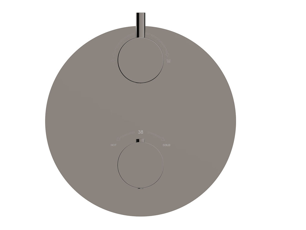 Eaucaral afbouwdeel rond inbouwthermostaat 2 weg gunmetal pvd