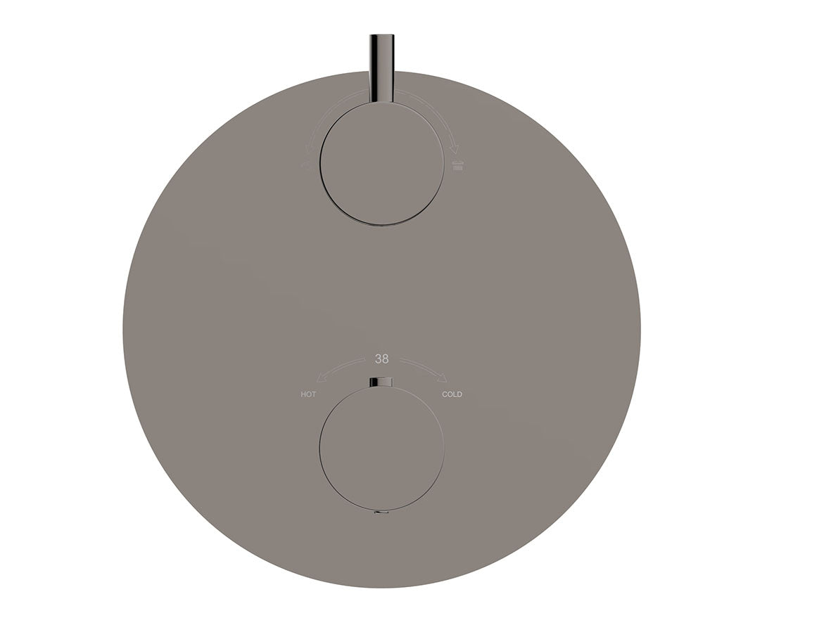 Eaucaral afbouwdeel rond inbouwthermostaat 2 weg gunmetal pvd