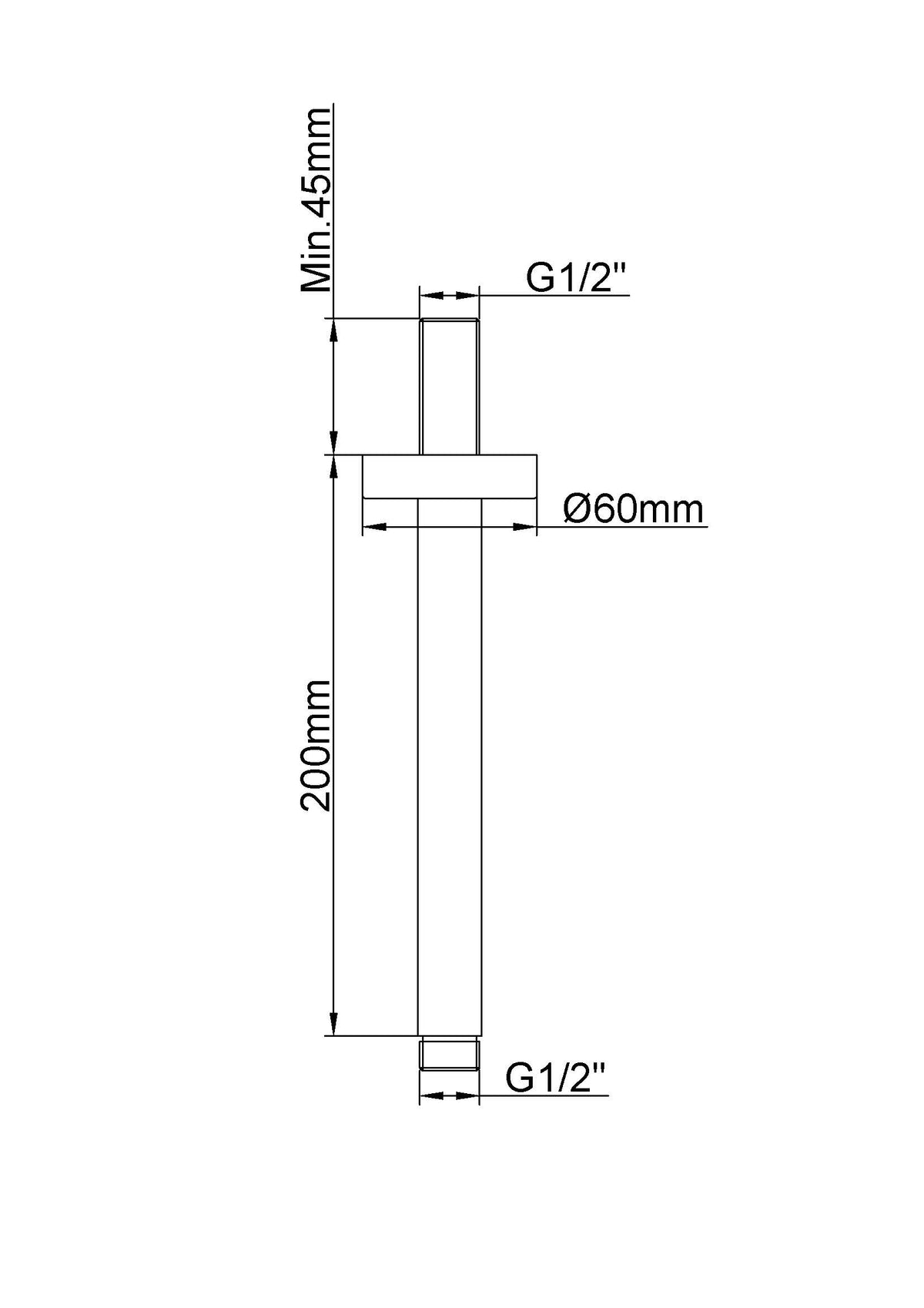 EauuniMatch douchearm met plafondbevestiging 20 cm gunmetal PVD