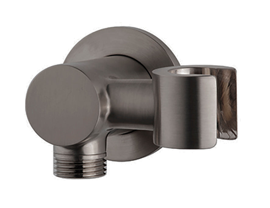 Eauunimatch wandaansluitbocht met kantelbare handdouchehouder rond 1/2" gunmetal pvd