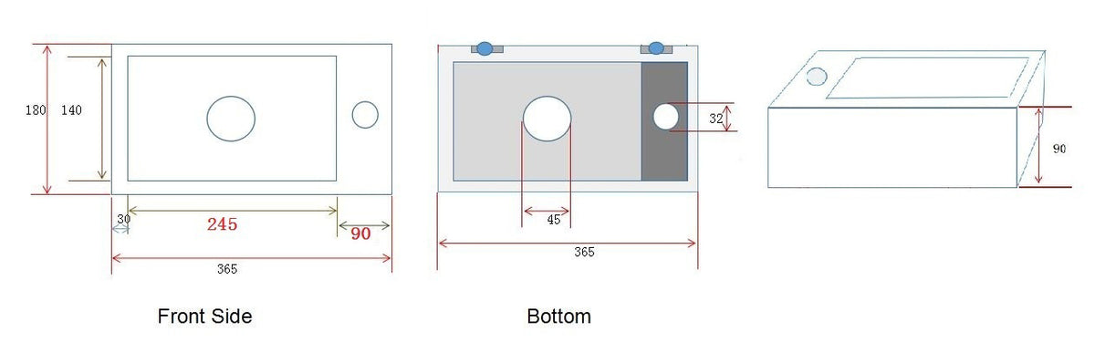 Eaurhea s mini fontein links 36,5 x 18 x 9 cm keramiek mat zwart
